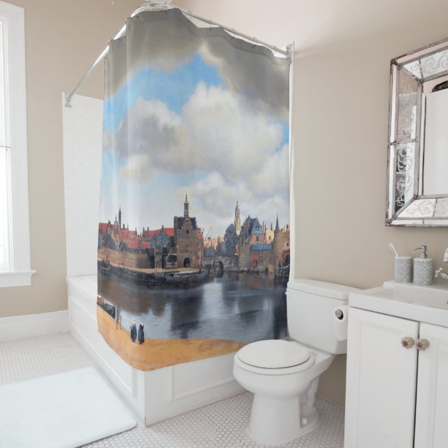 View of Delft, Johannes Vermeer Shower Curtain (In Situ)