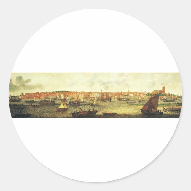 View of Dordrecht from the North by Adam Willaerts Classic Round Sticker (Front)