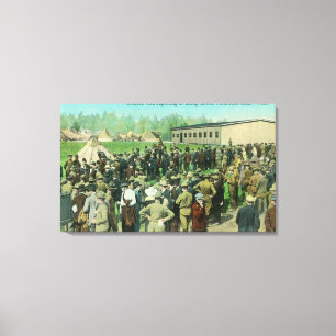 View of Drafted Soldiers Reporting for Duty Canvas Print