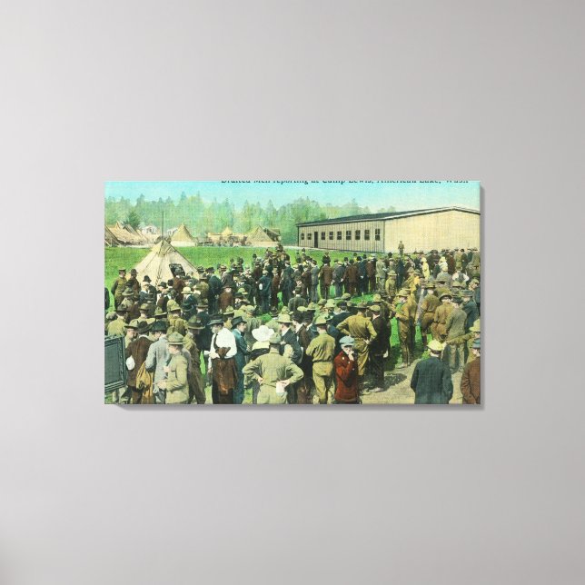 View of Drafted Soldiers Reporting for Duty Canvas Print (Front)