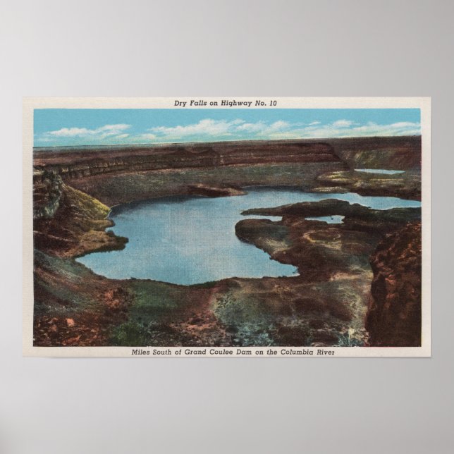 View of Dry Falls from Hwy. 10Washington Poster (Front)