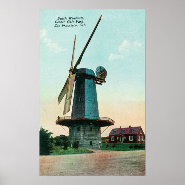 View of Dutch Windmill at Golden Gate Park Poster (Front)