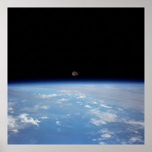 View of Earth and Moon from Shuttle Discovery Poster