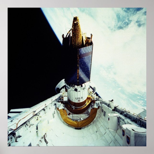 View of Earth and Space Shuttle Atlantis Payload Poster (Front)