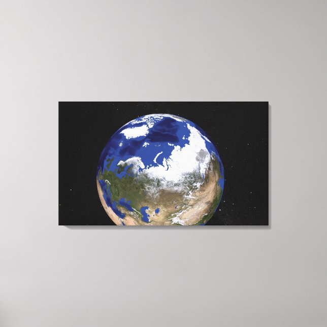 View of Earth showing the Arctic region Canvas Print (Front)