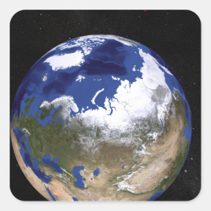 View of Earth showing the Arctic region Square Sticker