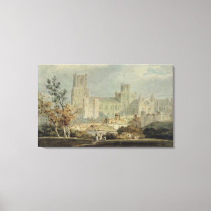 View of Ely Cathedral (pencil & w/c on paper) Canvas Print