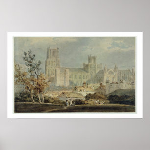 View of Ely Cathedral (pencil & w/c on paper) Poster
