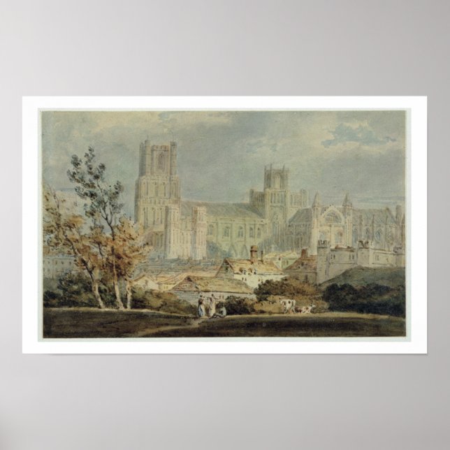 View of Ely Cathedral (pencil & w/c on paper) Poster (Front)