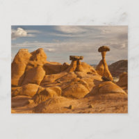 View of eroded rock toadstools