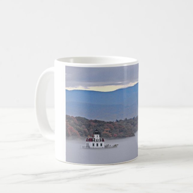 View of Esopus Meadow Lighthouse in the Fog Coffee Mug (Front Left)