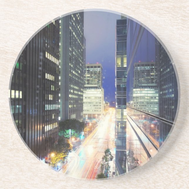 View of financial district office buildings coaster (Front)