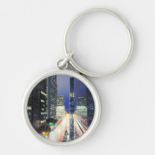 View of financial district office buildings key ring