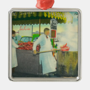 View of Fisherman's Wharf, Crabs Getting Metal Tree Decoration