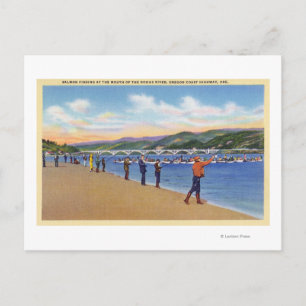 View of Fishermen Salmon Fishing Postcard