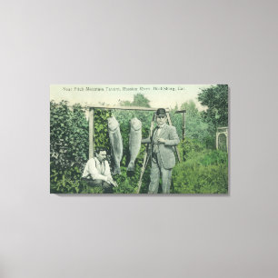View of Fishermen with Catch near Fitch Mt. Canvas Print