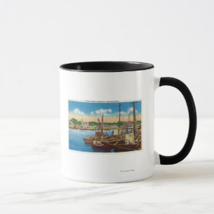 View of Fishing Boats at Harbour Mug