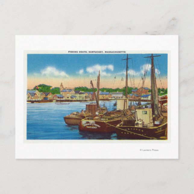 View of Fishing Boats at Harbour Postcard (Front)