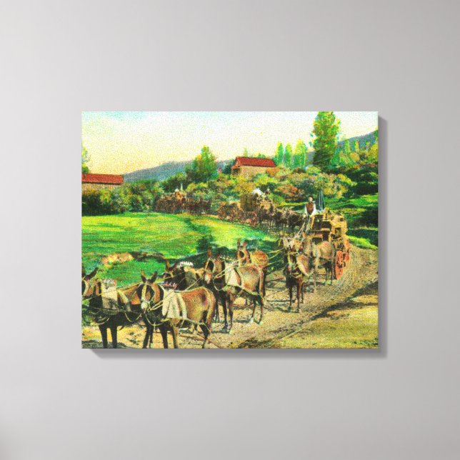 View of Freight Teams Hauling Bartlett Water Canvas Print (Front)