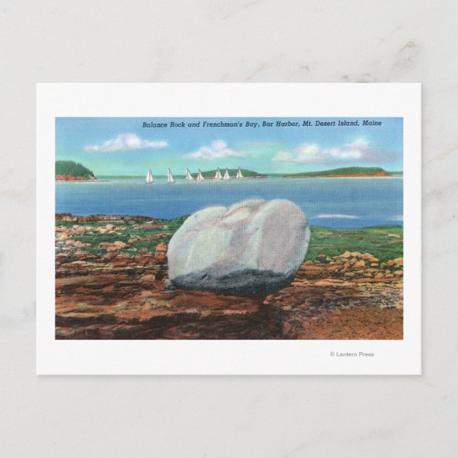 View of Frenchman's Bay and Balance Rock Postcard (Front)
