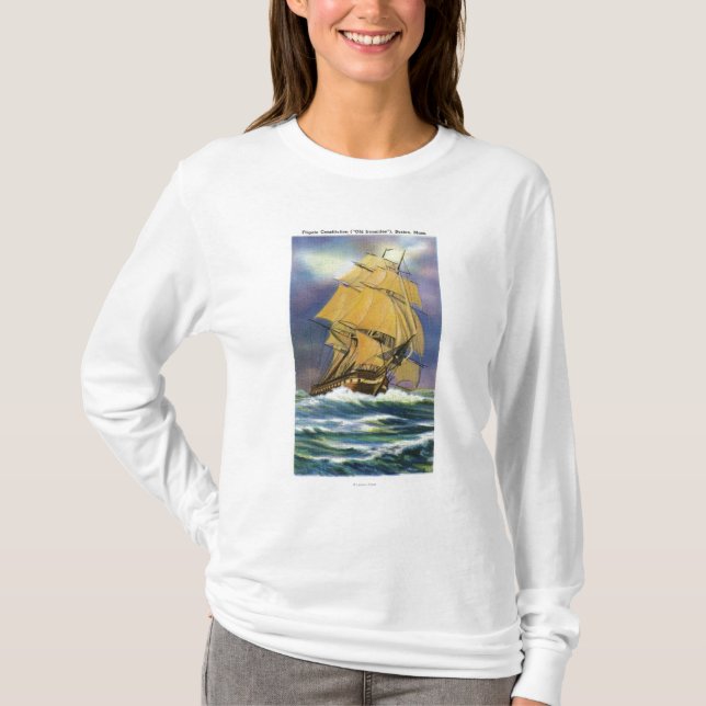 View of Frigate Constitution, Old Ironsides T-Shirt (Front)