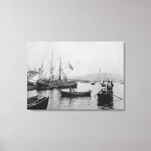 View of Galata in Istanbul from Sirkeci Port Canvas Print