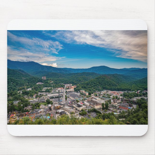 View Of Gatlinburg Tennessee Smoky Mountains Mouse Mat (Front)