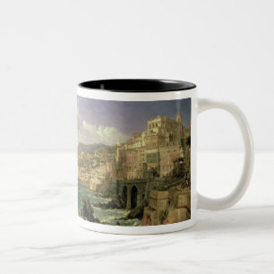 View of Genoa, 1854 (oil on canvas) Two-Tone Coffee Mug