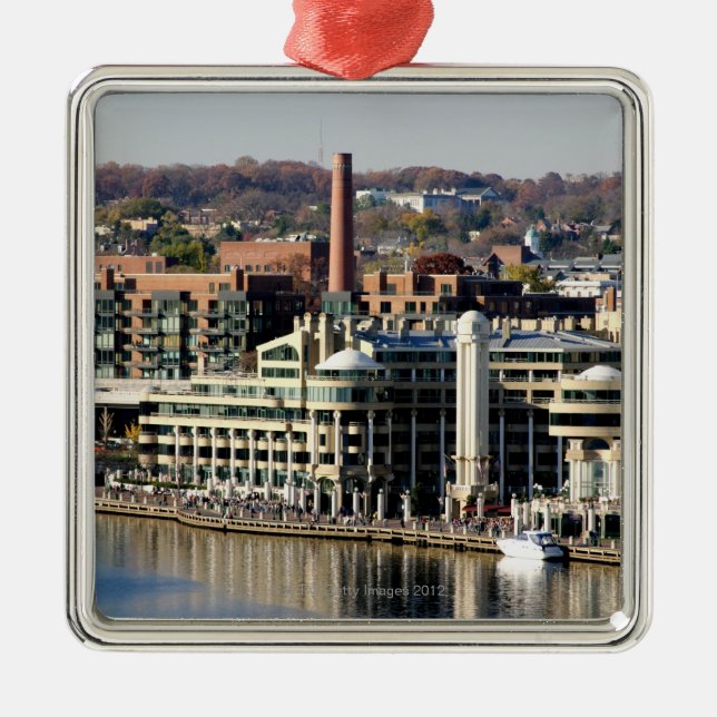 View of Georgetown and Waterfront-Washington DC Metal Tree Decoration (Front)