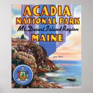 View of Great Head and Maine Seal Poster