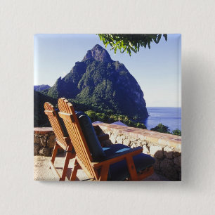 View of Gros Piton from Stonefield Estate Villa 15 Cm Square Badge