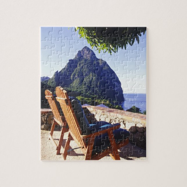 View of Gros Piton from Stonefield Estate Villa Jigsaw Puzzle (Vertical)