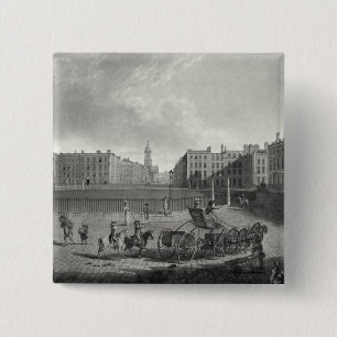 View of Hanover Square, engraved by Robert Pollard 15 Cm Square Badge