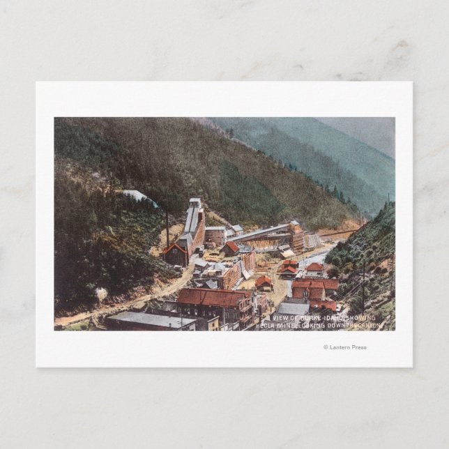 View of Hecla Mine Looking Down the Canyon Postcard (Front)