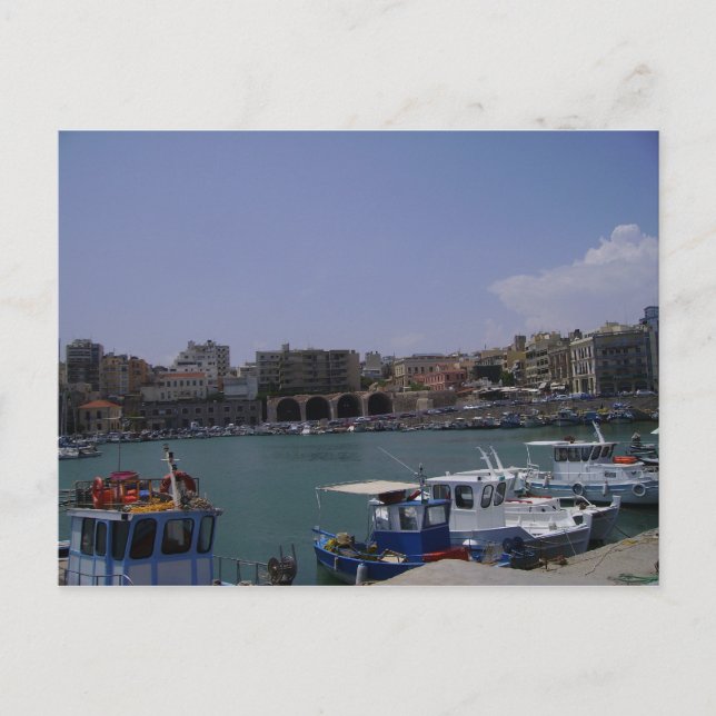 View of Heraklion, Crete Seaport Postcard (Front)