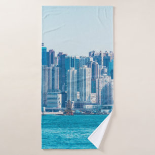 View of Hong Kong harbour at day time. asia,asian, Bath Towel