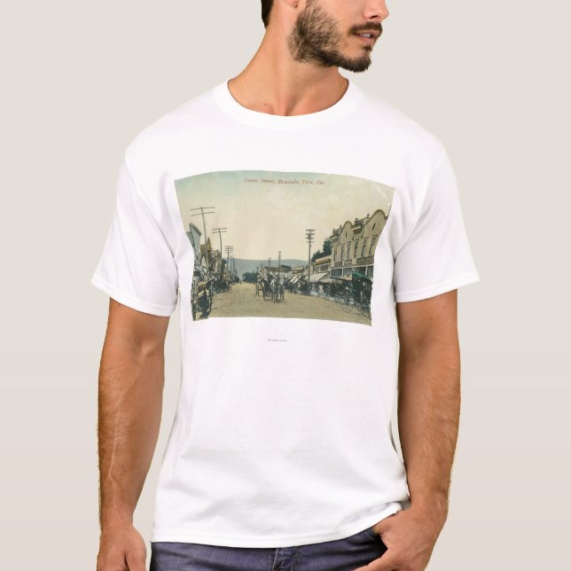 View of Horse Carriages on Castro Street T-Shirt (Front)