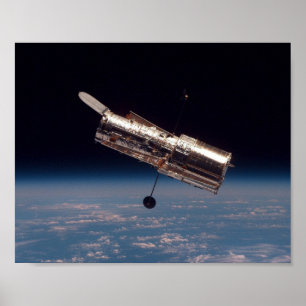 View of Hubble Telescope from Shuttle Discovery Poster
