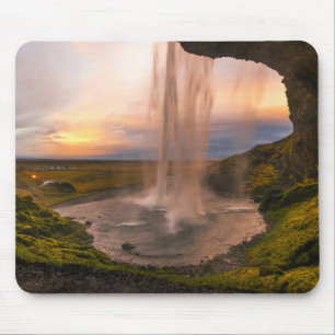View of Iceland Seljalandsfoss Waterfall Mouse Mat