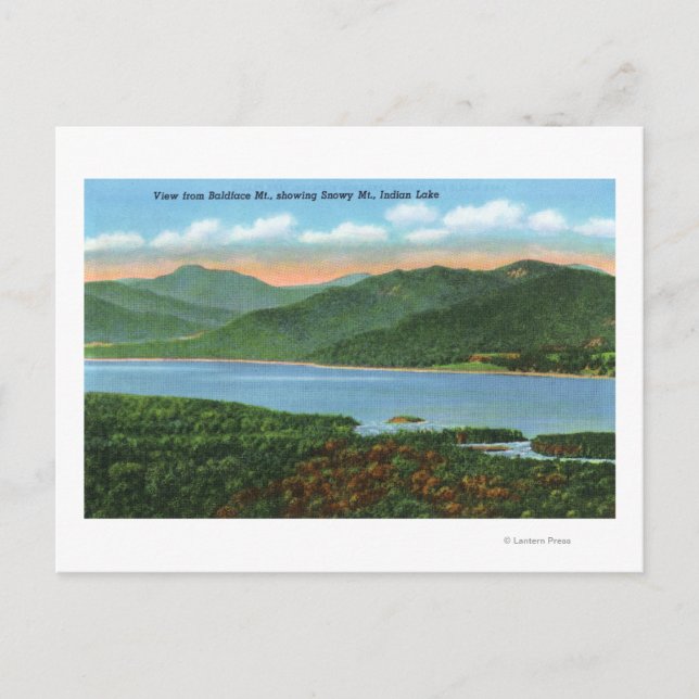 View of Indian Lake and Snowy Mountain Postcard (Front)