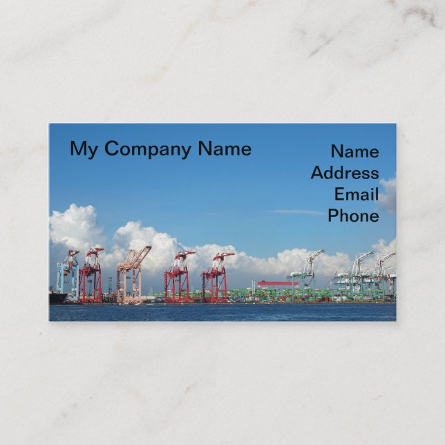 View of Kaohsiung Container Port with Summer Sky Business Card (Front)