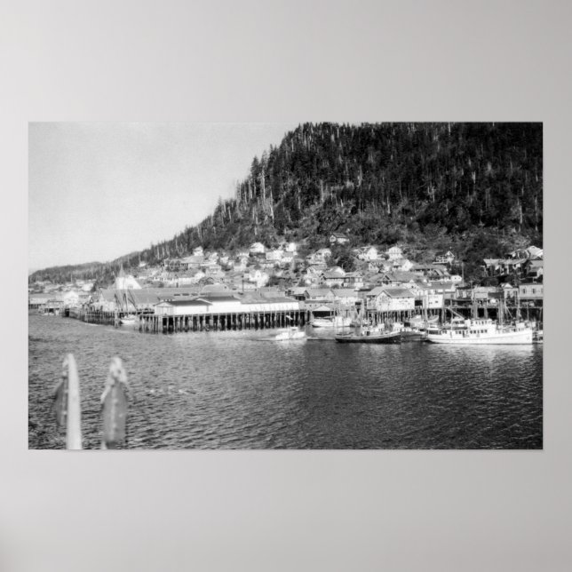 View of Ketchikan, Alaska Waterfront Photograph Poster (Front)