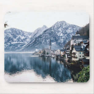 View of Lake and Snowy Mountains Mouse Mat
