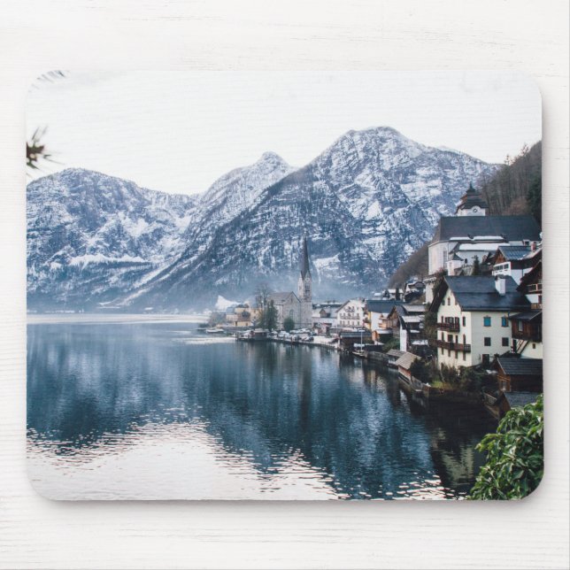 View of Lake and Snowy Mountains Mouse Mat (Front)