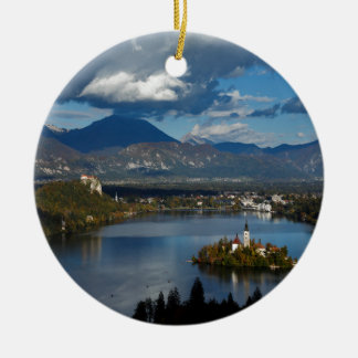 View of Lake Bled from Ojstrica Ceramic Tree Decoration