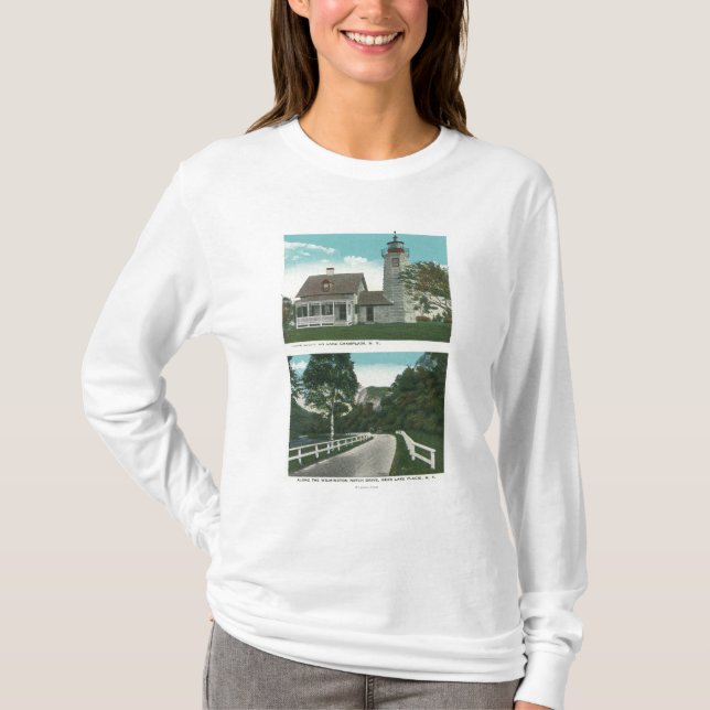 View of Lake Champlain Lighthouse T-Shirt (Front)