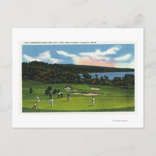 View of Lake Cobbosseecontee and Golf Links Postcard (Front)