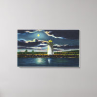 View of Lake Cobbosseecontee Lighthouse at Night