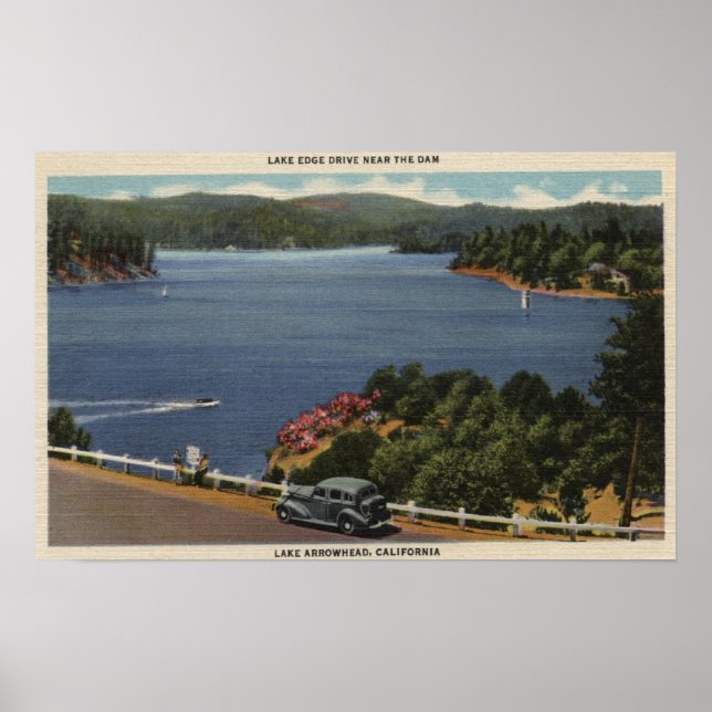 View of Lake Edge Drive Near Dam Poster (Front)