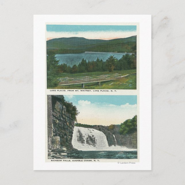 View of Lake from Mt Whitney, Rainbow Falls Postcard (Front)